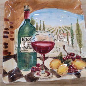 11" Square Ceramic Hors d’oeuvres/Appetizer Serving Plate